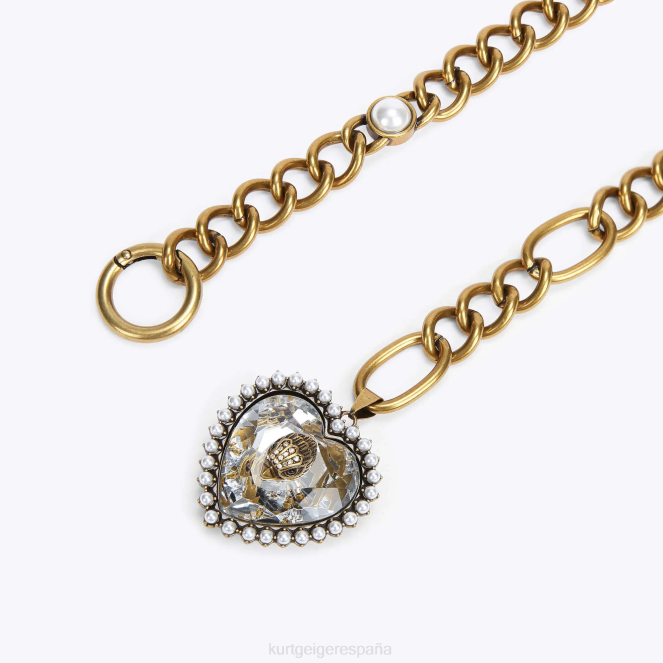 Kurt Geiger mujer cinturón con cadena y corazón de águila de Londres 2LPR501 | accesorios oro